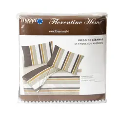 MASEL - Juego de Sabanas 2.5 Rayas Taupé