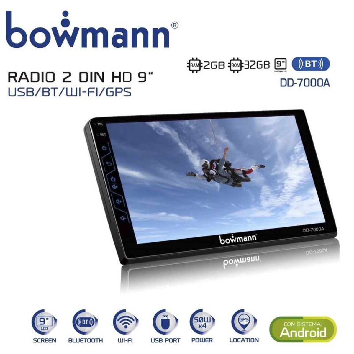 BOWMANN - Radio 9 pulgadas 32gb Android Y Carplay Wifi Dd-7000a Bowmann