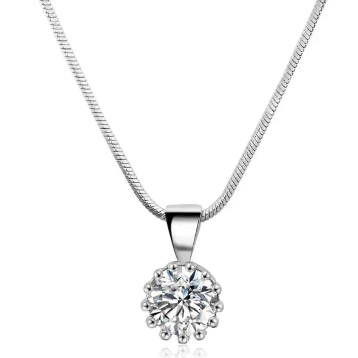 LUXURYJOYAS - Collar Punto Luz De Cristal Oro Blanco 18kt Baño