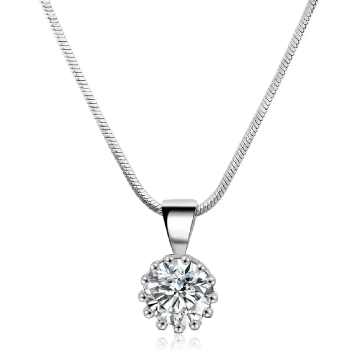 LUXURYJOYAS - Collar Punto Luz De Cristal Oro Blanco 18kt Baño