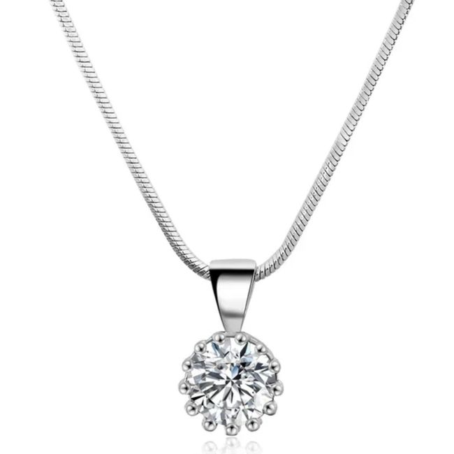 LUXURYJOYAS - Collar Punto Luz De Cristal Oro Blanco 18kt Baño