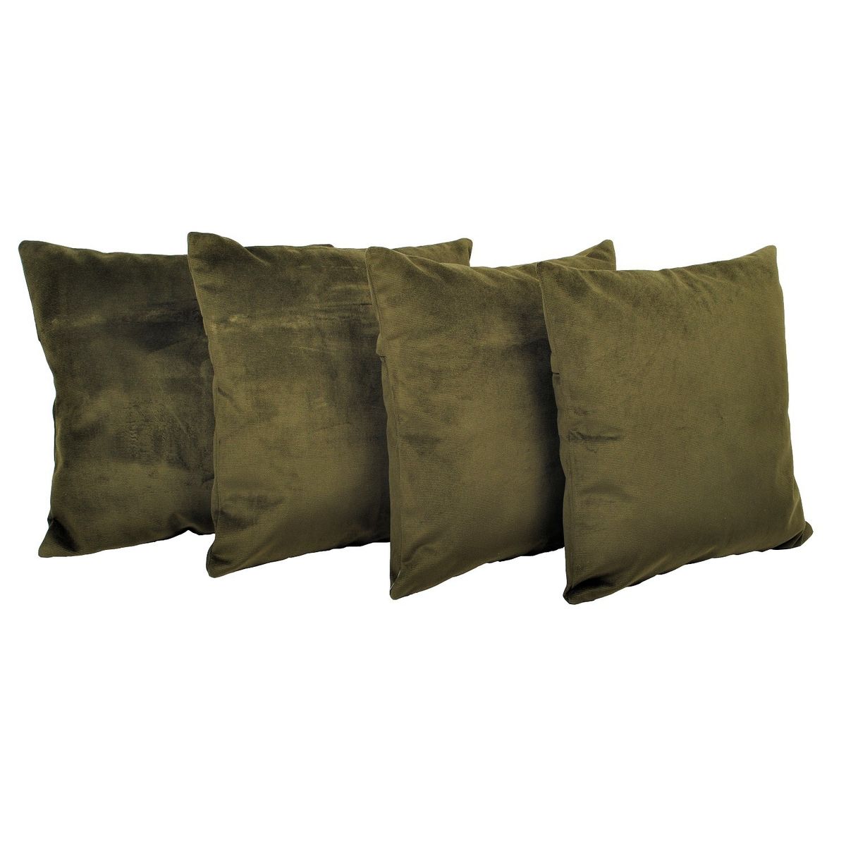 MASEL - Set 4 Cojines Felpa New Velvet 40x40 cm Verde Oliva