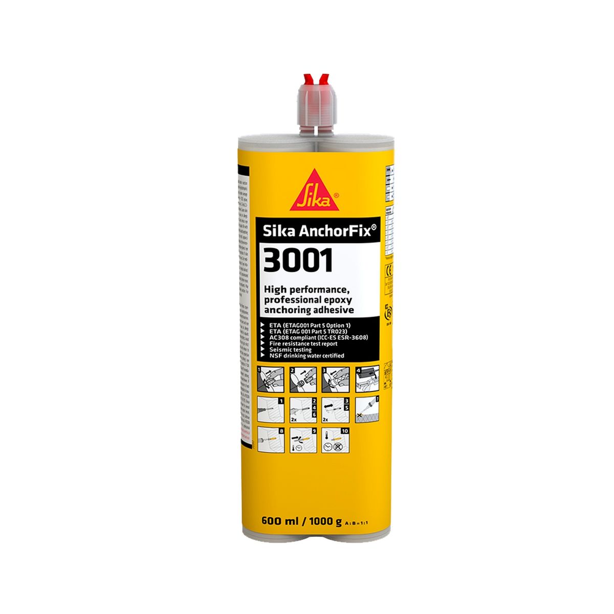 SIKA - SIKA ANCHORFIX 3001 - Adhesivo de Anclaje Epóxico, Cartucho 600ml.