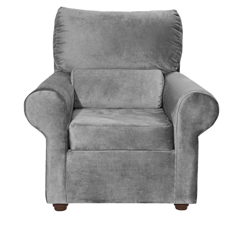 MASEL - Sillon 1C Beron Felpa Gris 95x90x100 cm