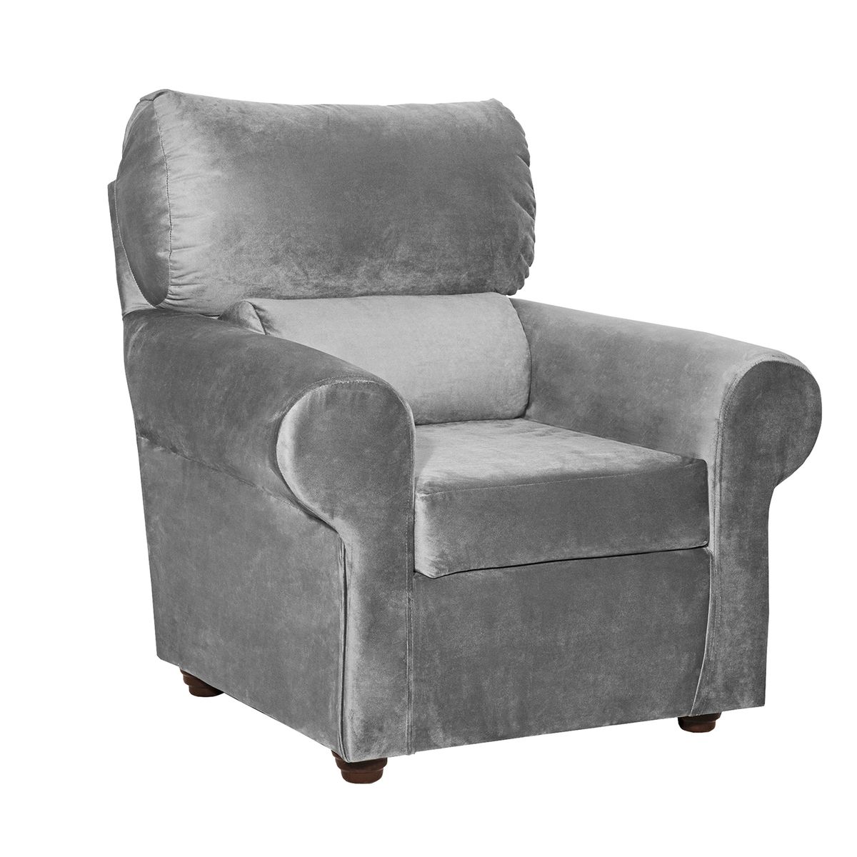 MASEL - Sillon 1C Beron Felpa Gris 95x90x100 cm