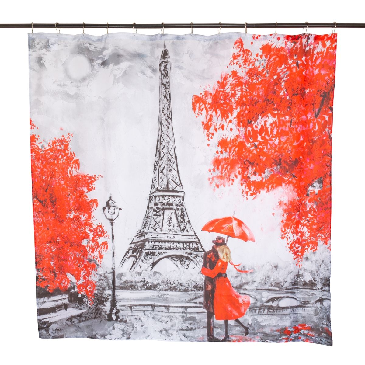 MASEL - Set Cortina Baño  Paris Eiffel 180x180 cm
