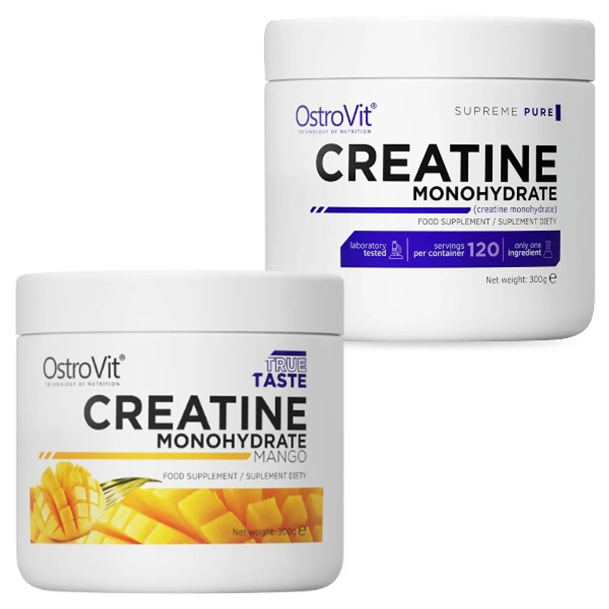 OSTROVIT - Pack 2 creatinas monohidratadas 300 gr mango- sin sabor - Ostrovit