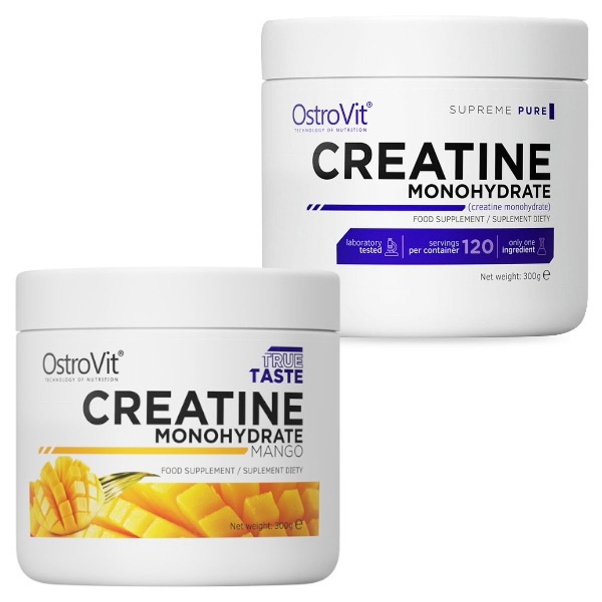 OSTROVIT - Pack 2 creatinas monohidratadas 300 gr mango- sin sabor - Ostrovit