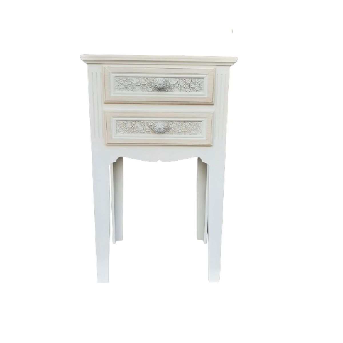 INTERACTIVE STORE - Velador 2 cajones tallados beige