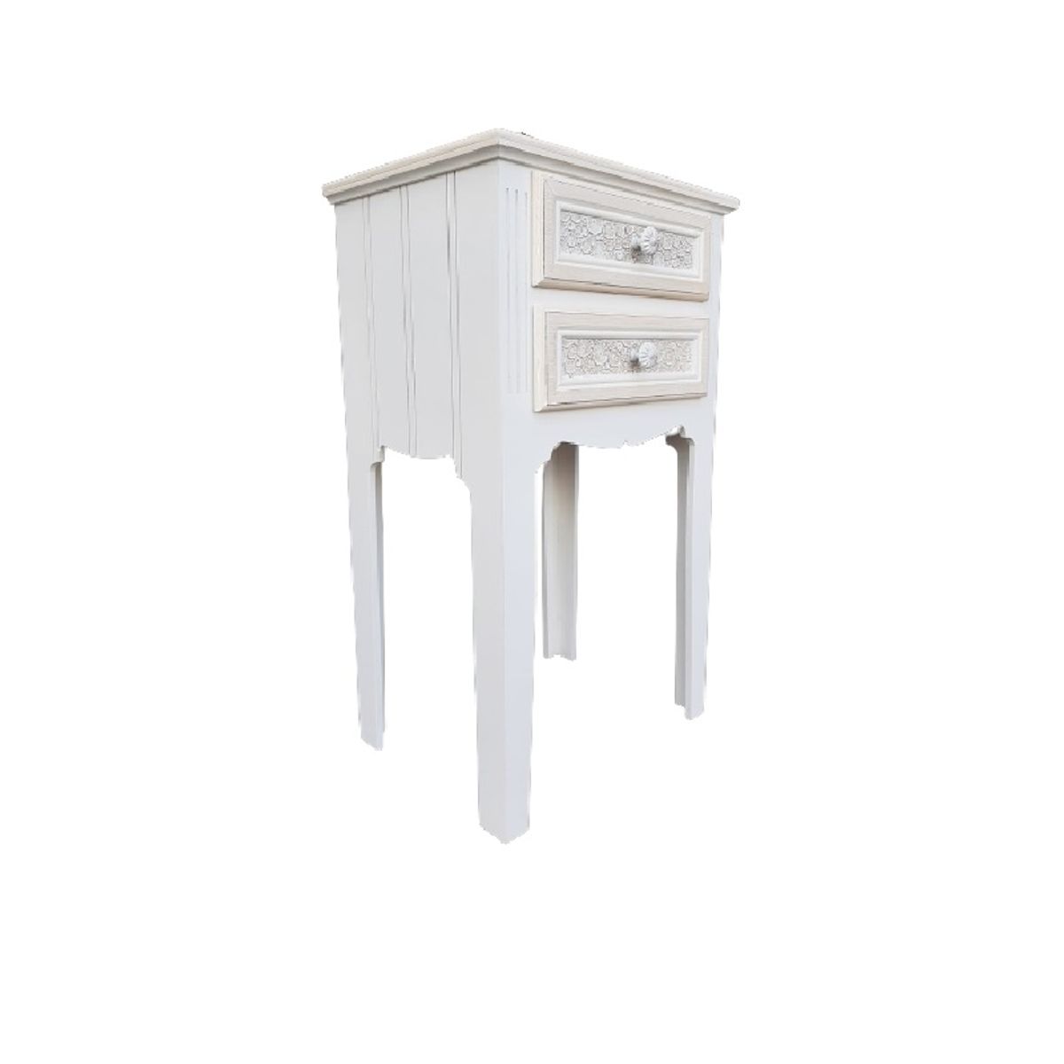 INTERACTIVE STORE - Velador 2 cajones tallados beige