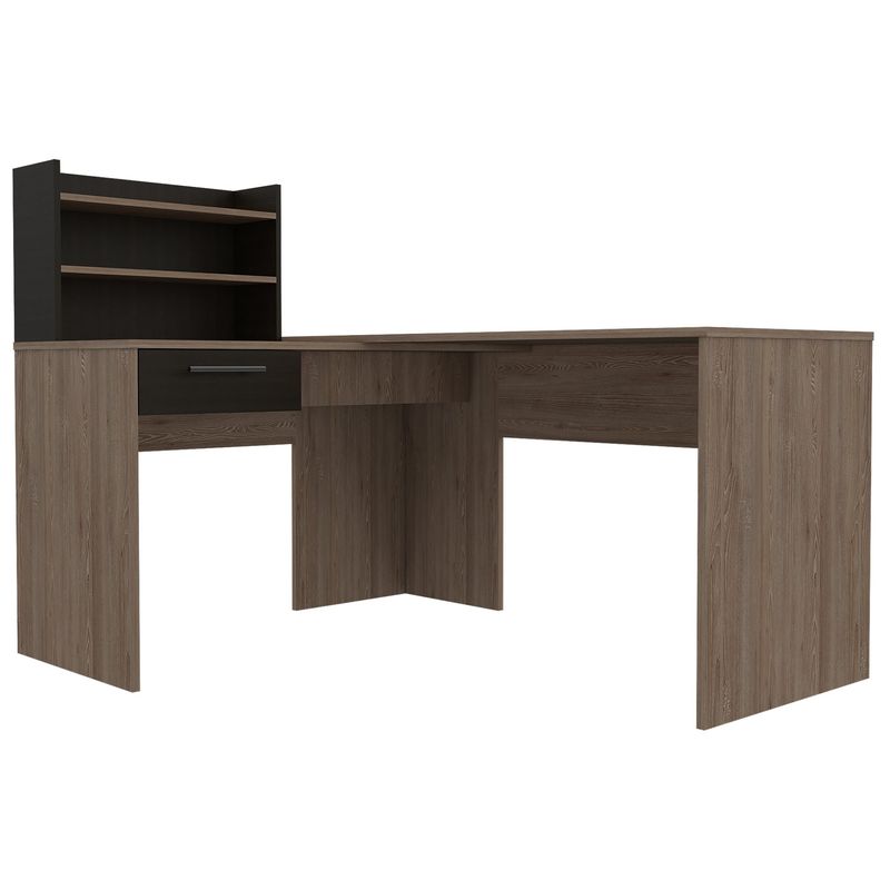 FMFURNITURE - Escritorio Oes-002C - Cafe Claro / Negro