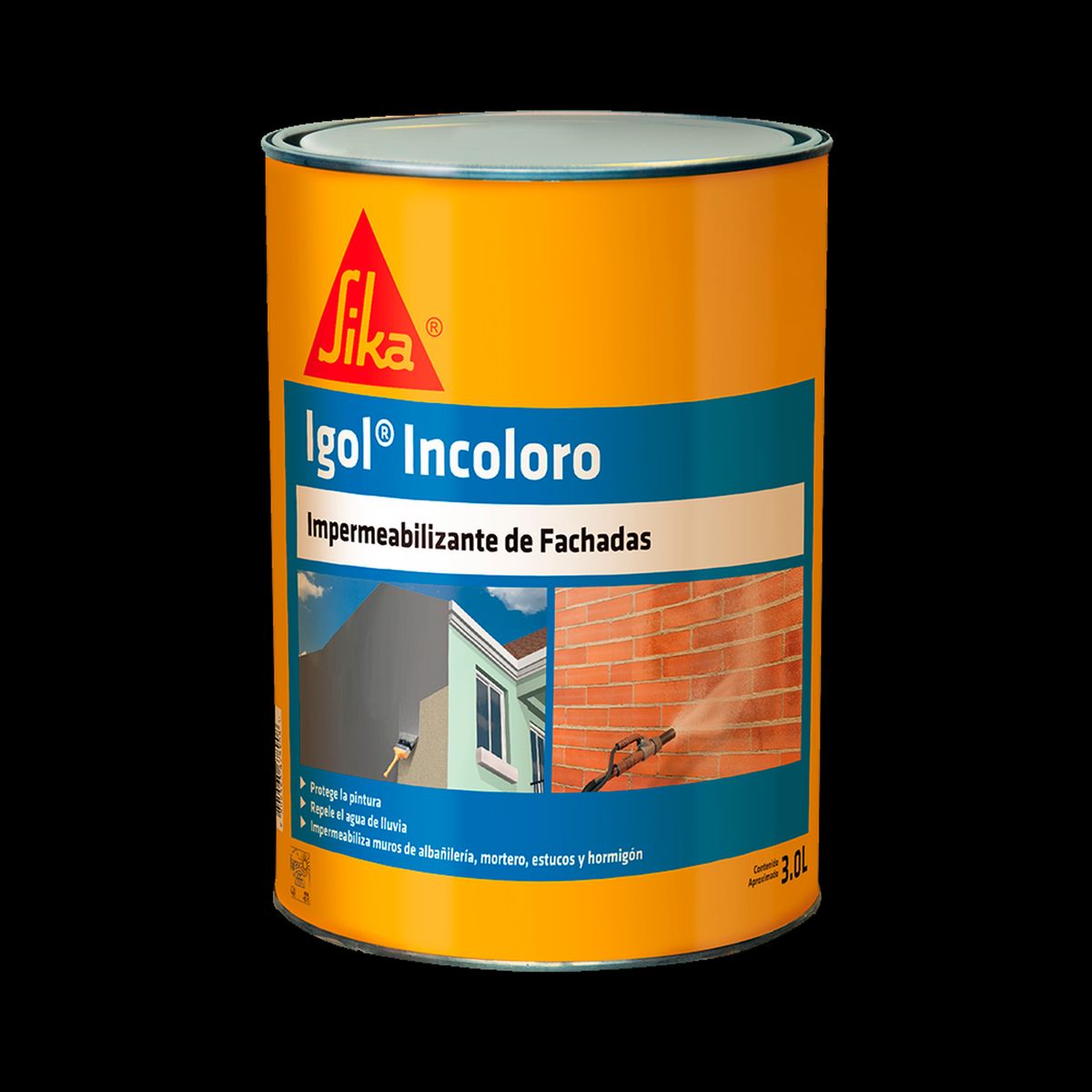 SIKA - IGOL INCOLORO - Hidrorrepelente para fachadas, permeable al vapor, Tarro 3 lts.