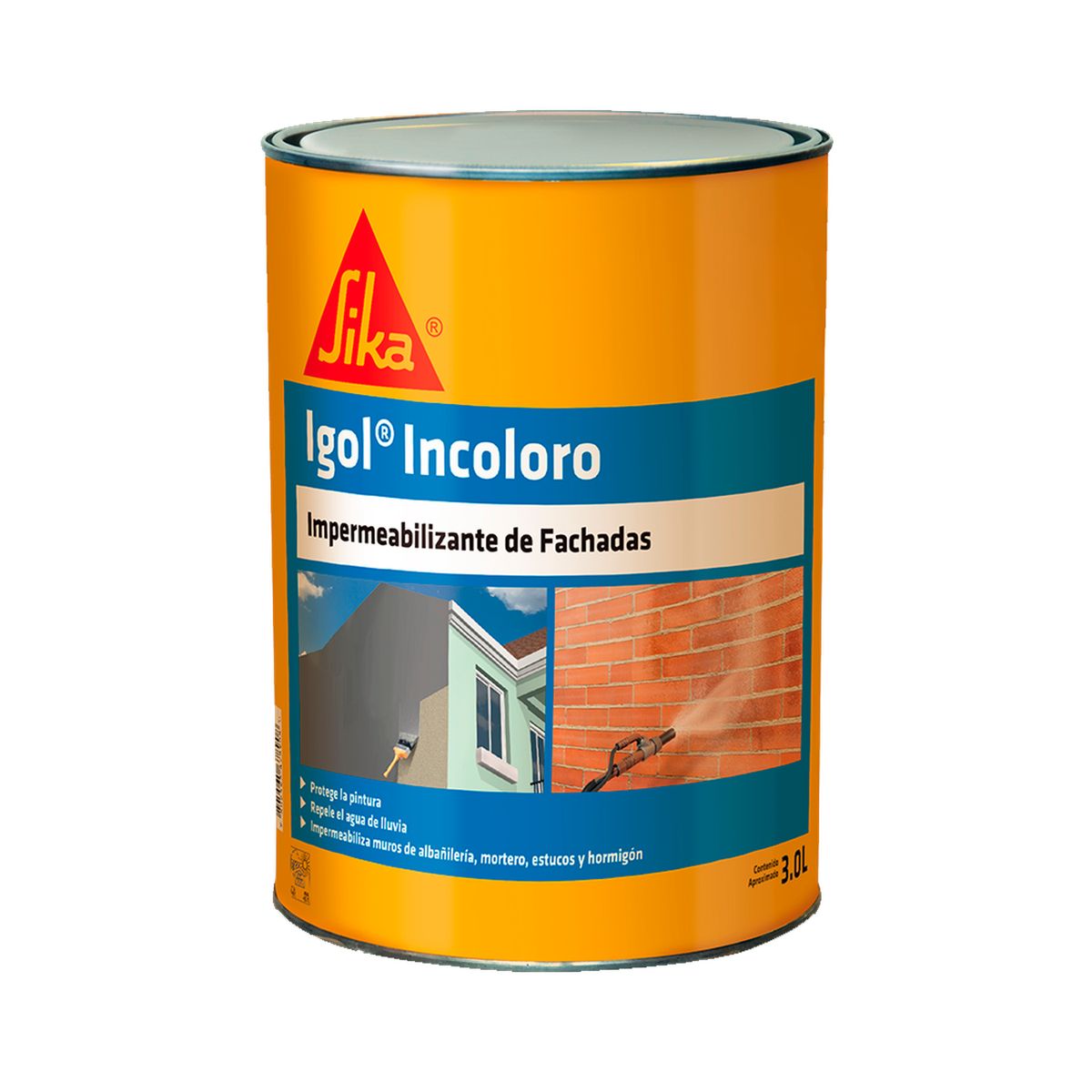 SIKA - IGOL INCOLORO - Hidrorrepelente para fachadas, permeable al vapor, Tarro 3 lts.