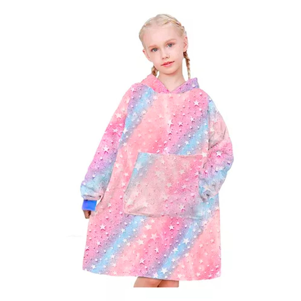 OFERTABKN - Polerón De Franela Con Capucha Niños Luminoso Estrellas Multicolor