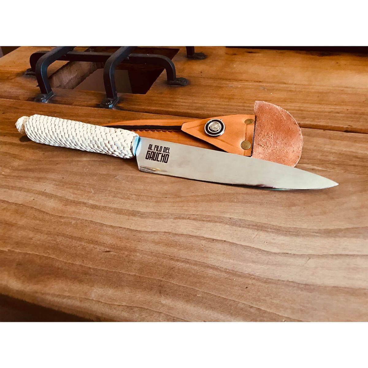 AL FILO DEL GAUCHO - Cuchillo Cabo Trenzado Tiento Cuero