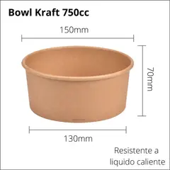 GENERICO - Envase Bowl Kraft 750cc con Tapa 50 unidades
