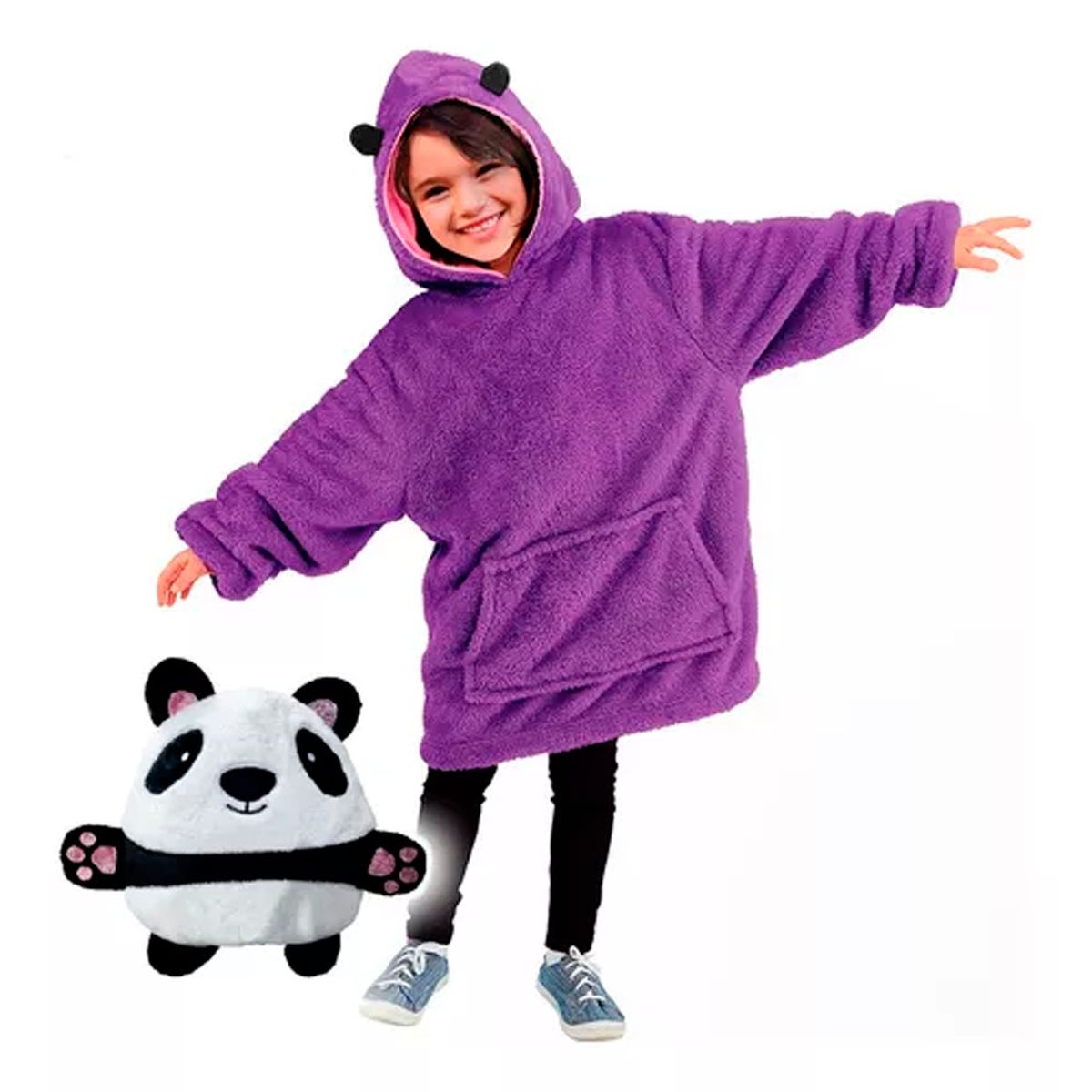 OFERTABKN - Polerón Peluche Infantil Con Capucha Mascotas Panda