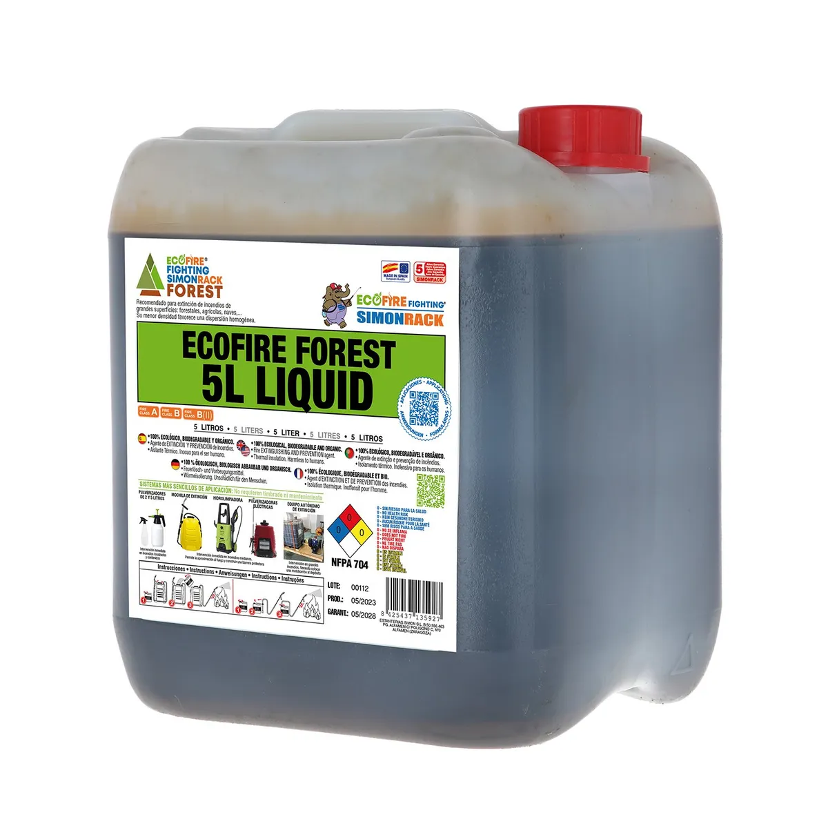 SIMONRACK - Extintor de Fuego ECOFIRE Fighting Forest Bidón de 5 Lt