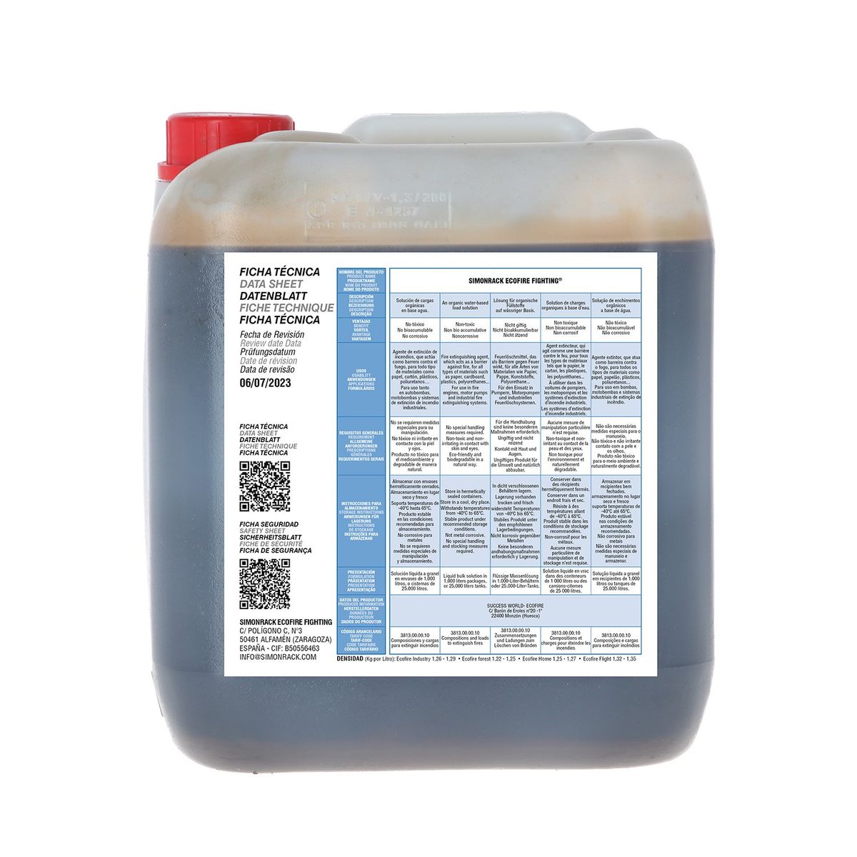 SIMONRACK - Extintor de Fuego ECOFIRE Fighting Forest Bidón de 5 Lt