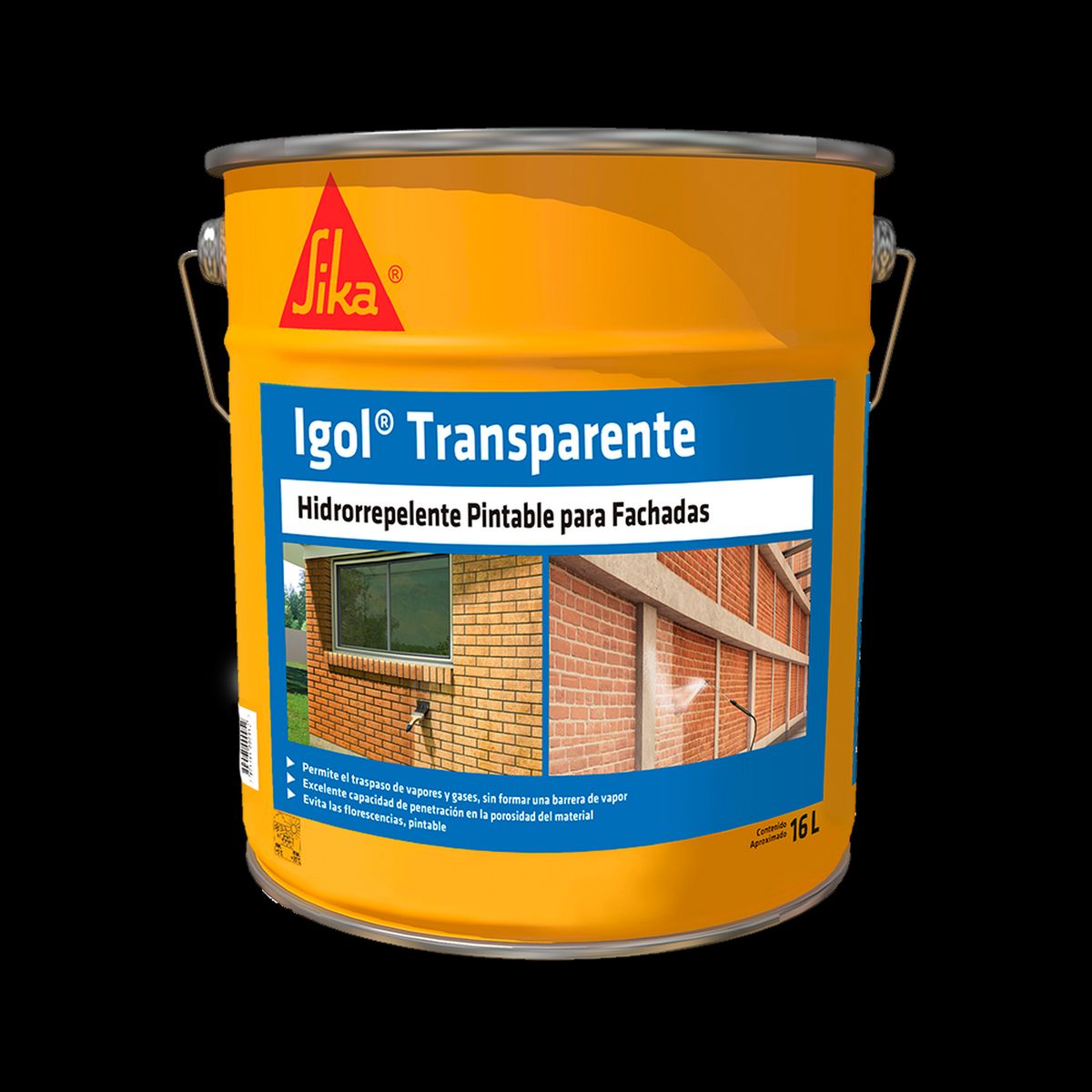 SIKA - IGOL TRANSPARENTE - Hidrorrepelente Base Silicona, Tineta 16lts