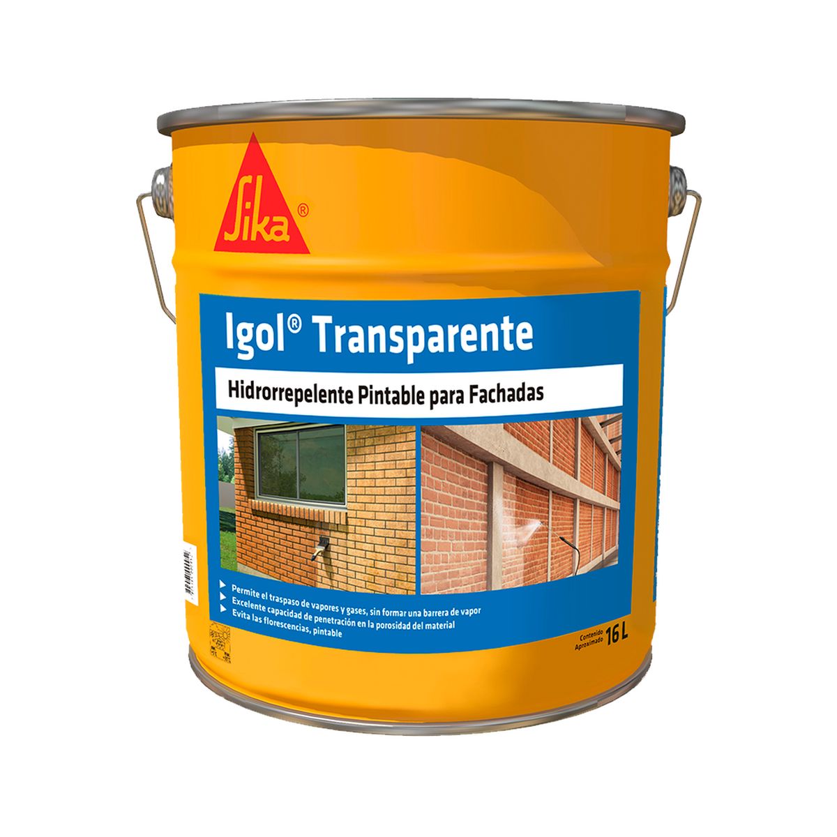 SIKA - IGOL TRANSPARENTE - Hidrorrepelente Base Silicona, Tineta 16lts