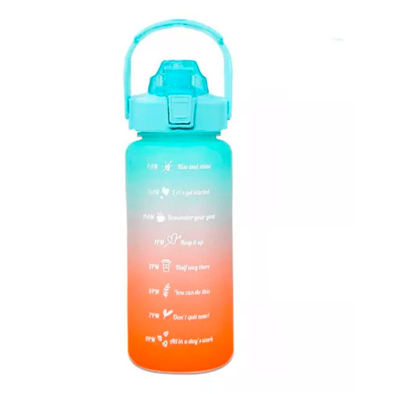 OFERTABKN - Botella De Agua Motivacional De 2 Litros Turquesa  / Naranja