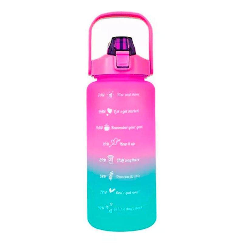 OFERTABKN - Botella De Agua  De 2 Litros Fucsia/Verde 2 Tapas