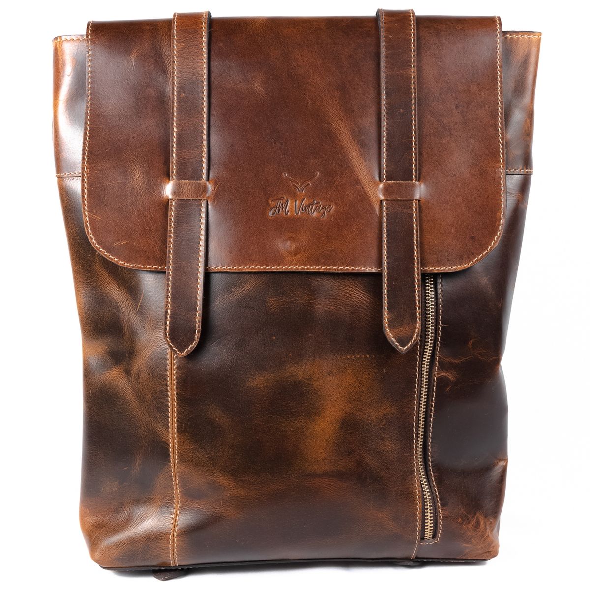 JM VINTAGE - Mochila Cuero Unisex Modelo Hortensia