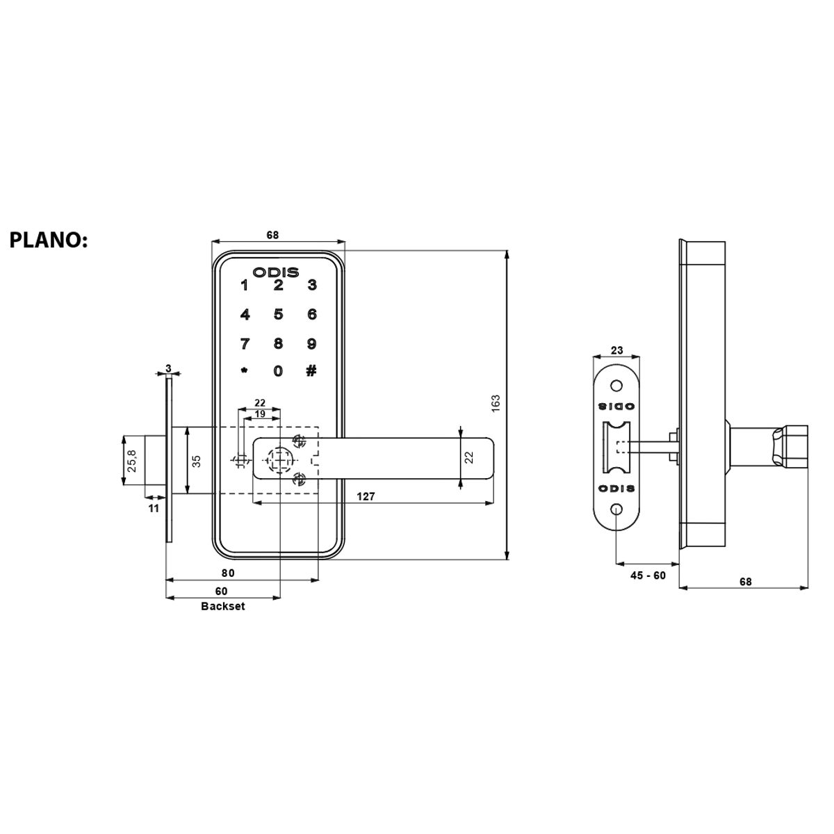 ODIS - Cerradura Digital Odis 7700 Con Picaporte Manilla Reversible - Plata