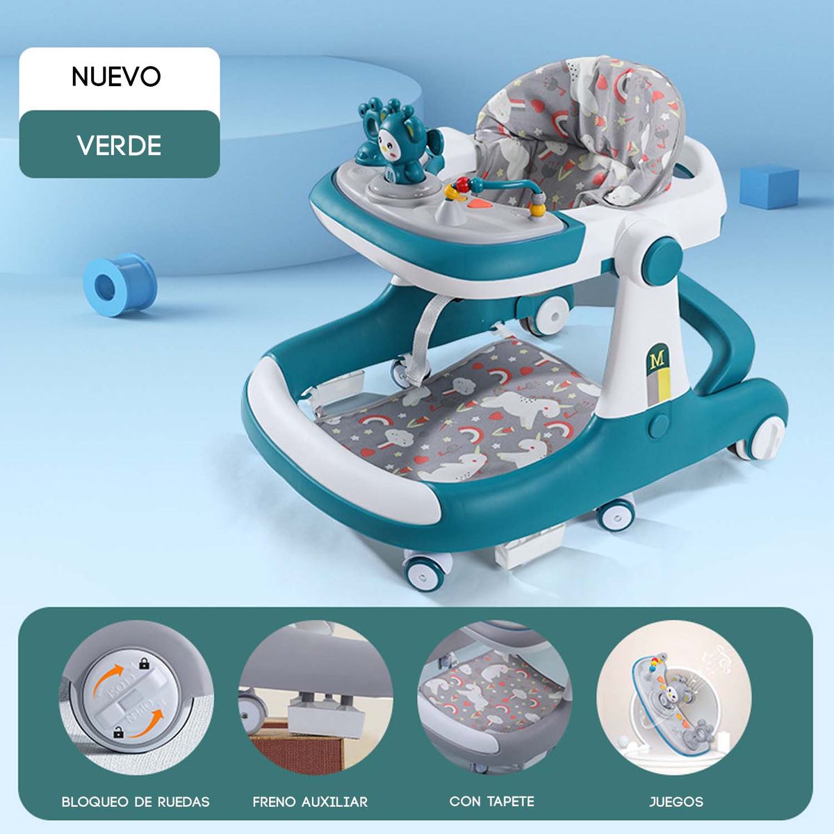 CRUSEC - Andadera de bebé multifuncional anticaida Unisex Verde