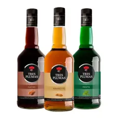 GENERICO - PACK X 3 LICORES AMARETTO, MENTA Y CACAO TRES PLUMAS