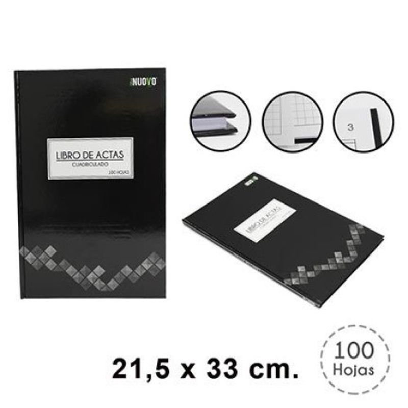 NUOVO - Libro de actas cuadriculado 100 hojas