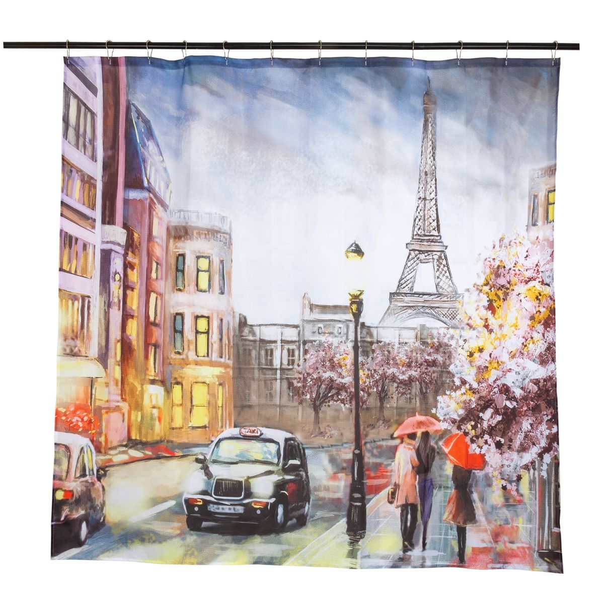 MASEL - Set Cortina Baño  Paris Taxi 180x180 cm