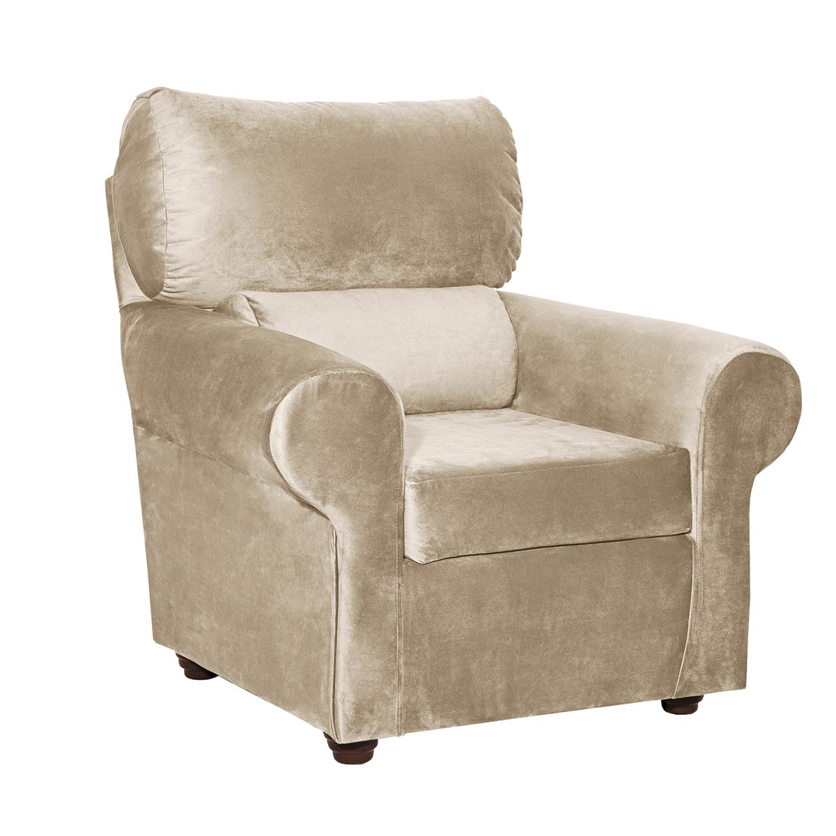 MASEL - Sillon 1C Beron Felpa Beige 95x90x100 cm