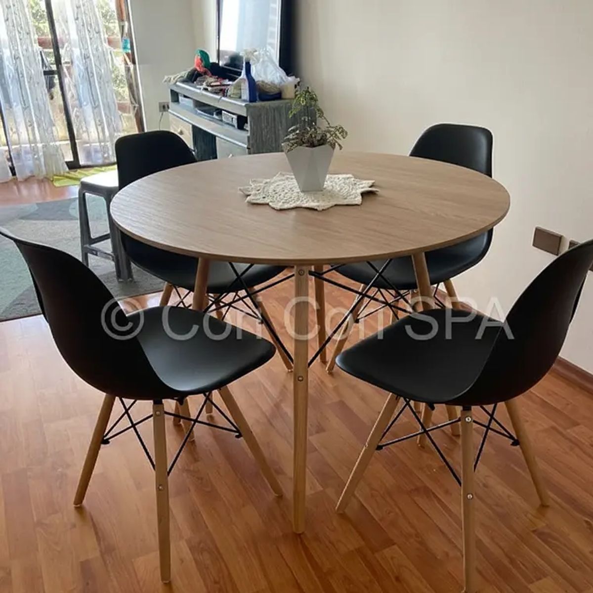 CORI CORI - Juego de Comedor Mesa Wood 120cm + 4 Sillas Eames Clasicas