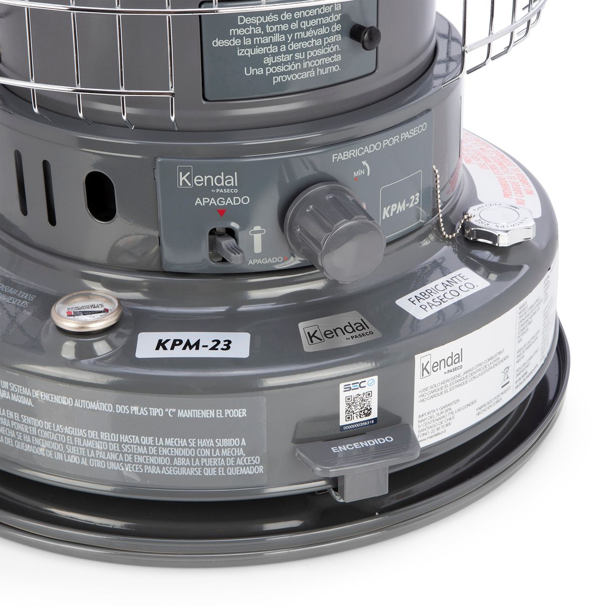 KENDAL - Estufa a Parafina Mecha KPM-23 Gris