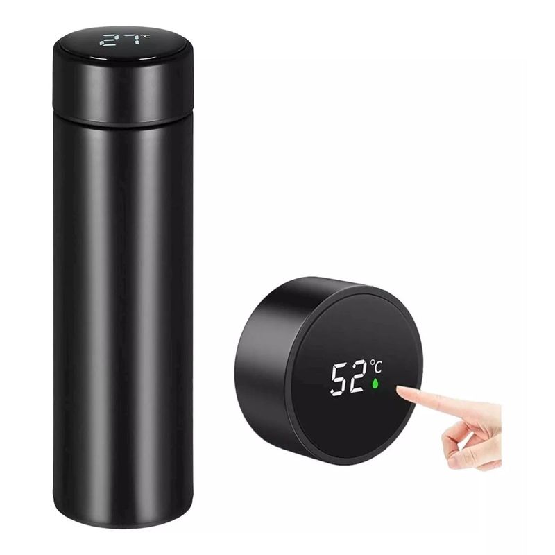 GENERICO - Termo Agua Caliente Inteligente Vaso Mug Termico Digital 500 Negro