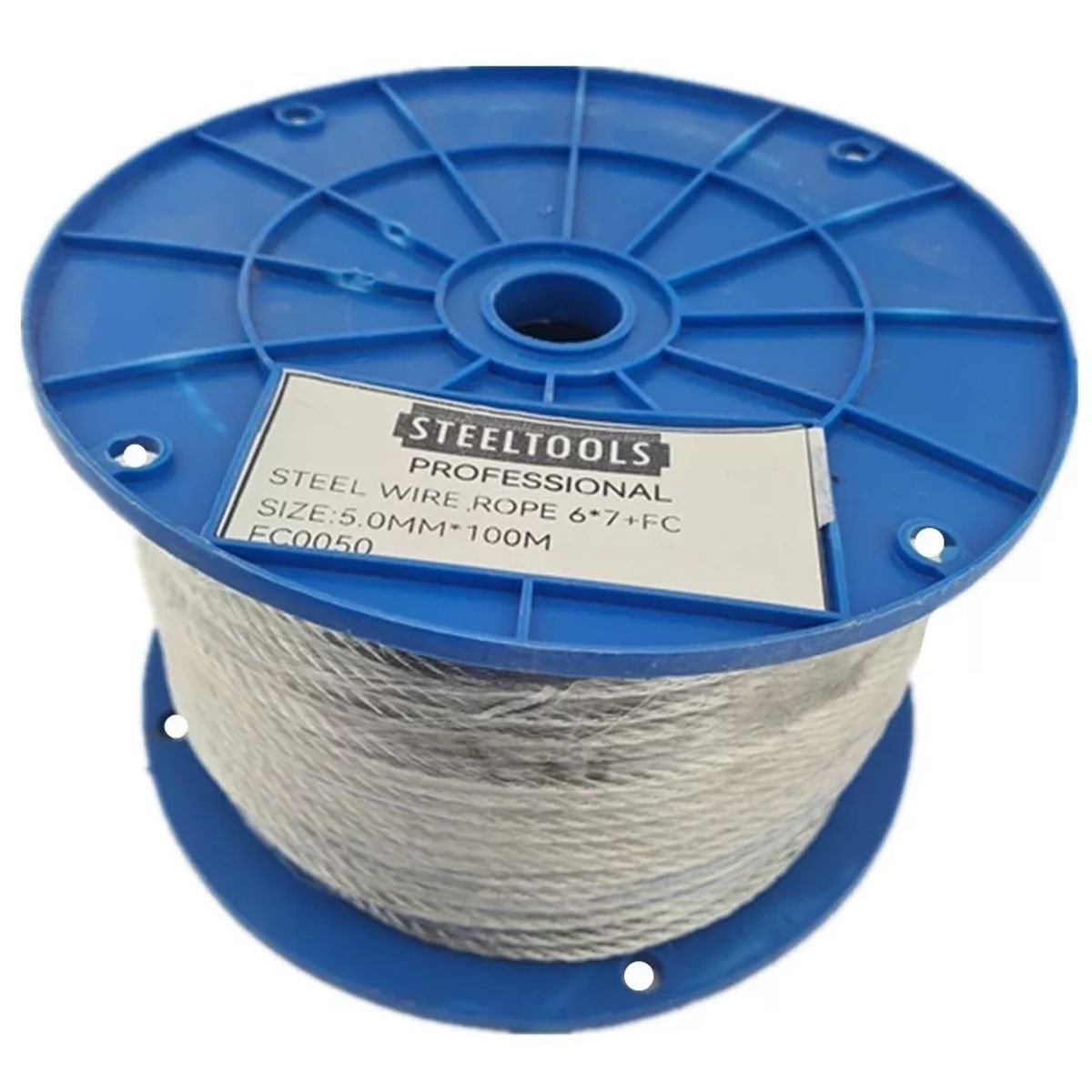 GENERICO - Piola Cable De Acero 5.0 Mm Rollo 100 Metros Galvanizado