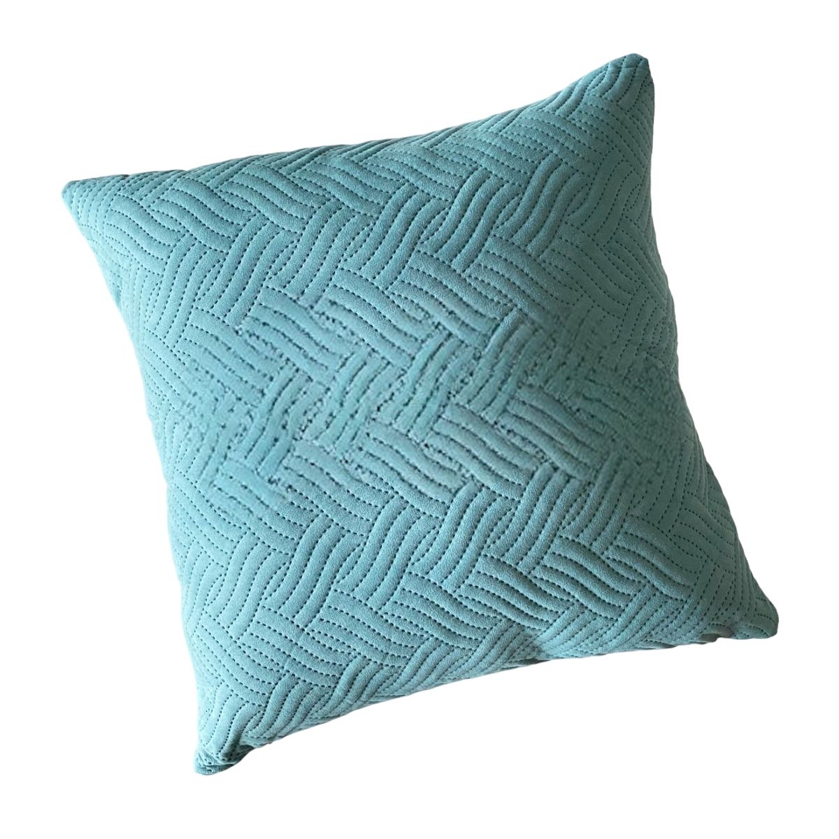 MANDIRHOME - Funda Cojín Terciopelo Costuras Trenza Turquesa Cuadrada