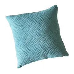 MANDIRHOME - Funda Cojín Terciopelo Costuras Trenza Turquesa Cuadrada