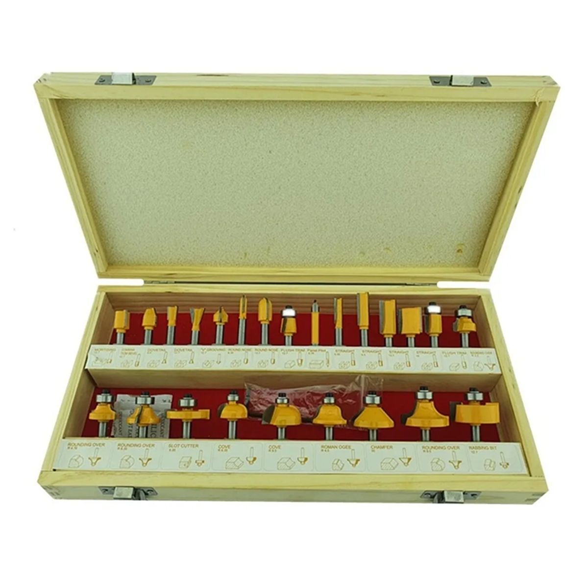 GENERICO - Kit Fresas 24 Pieza Madera 1/4 6.35mm Tupi Fresadora Toolmak