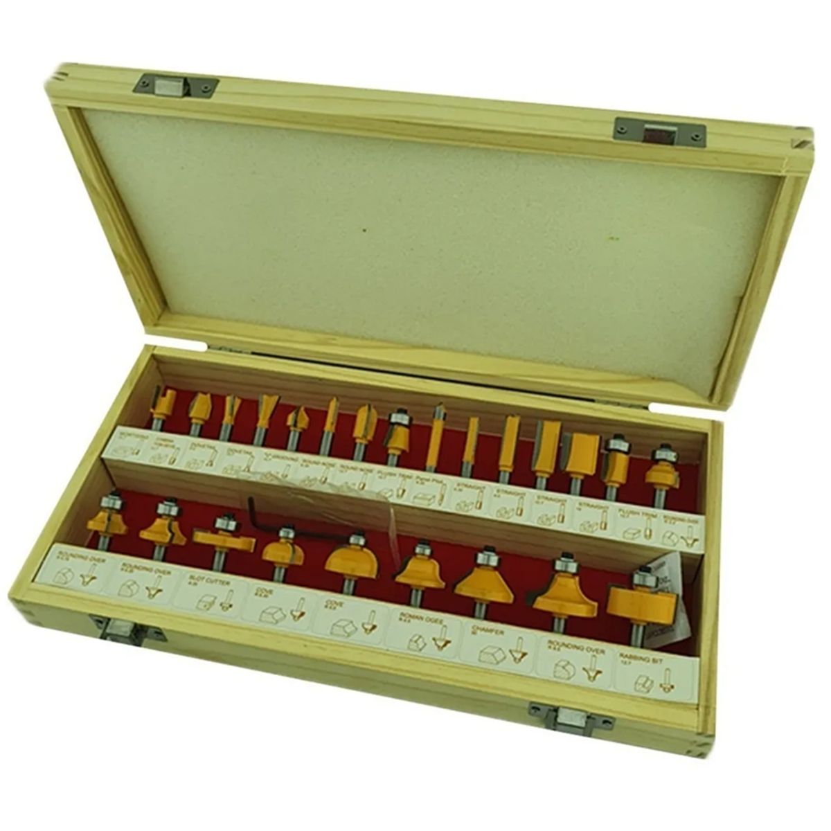 GENERICO - Kit Fresas 24 Pieza Madera 1/4 6.35mm Tupi Fresadora Toolmak