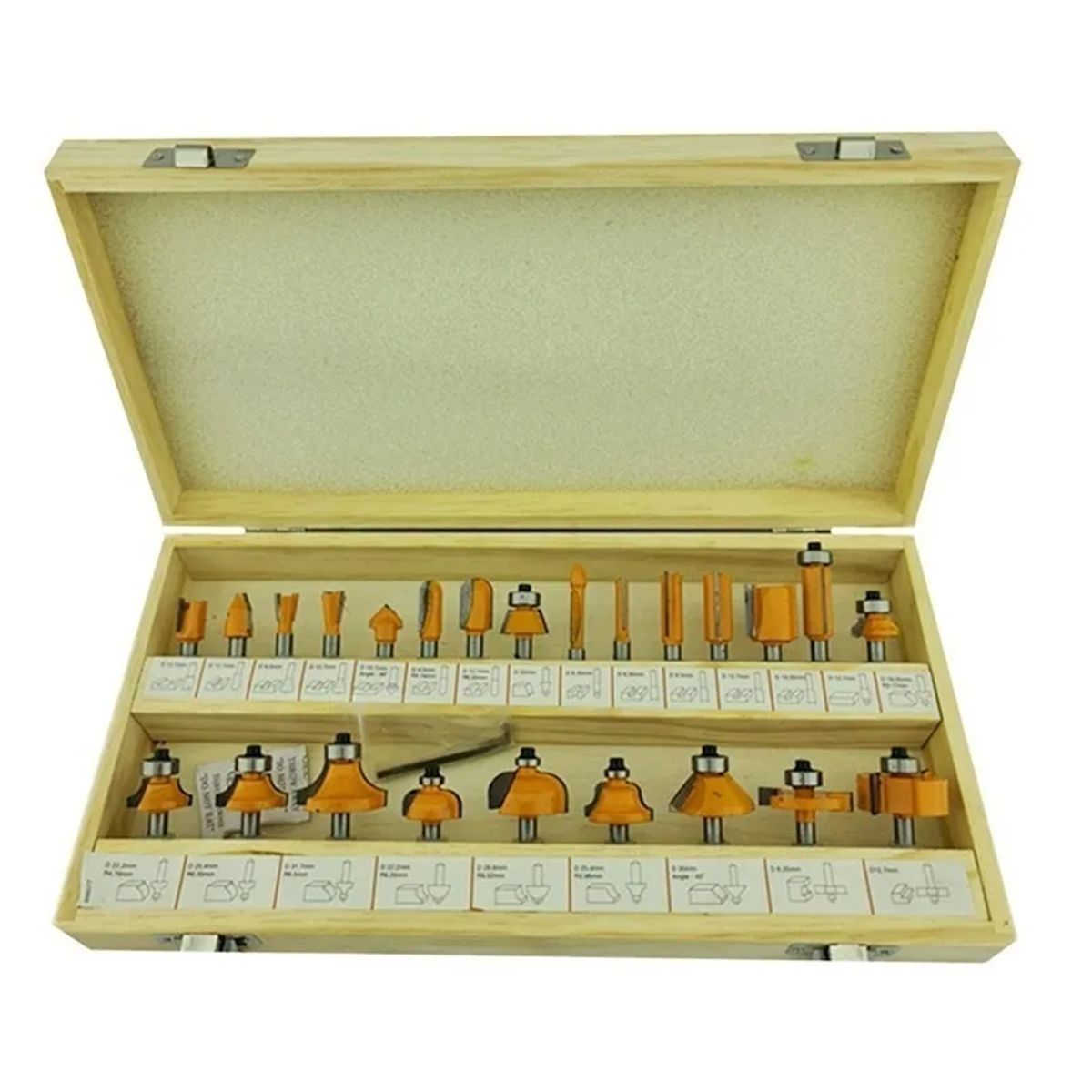 GENERICO - Kit Fresa 24 Pieza Madera 1/4 6.35mm Tupi Fresadora Crownman