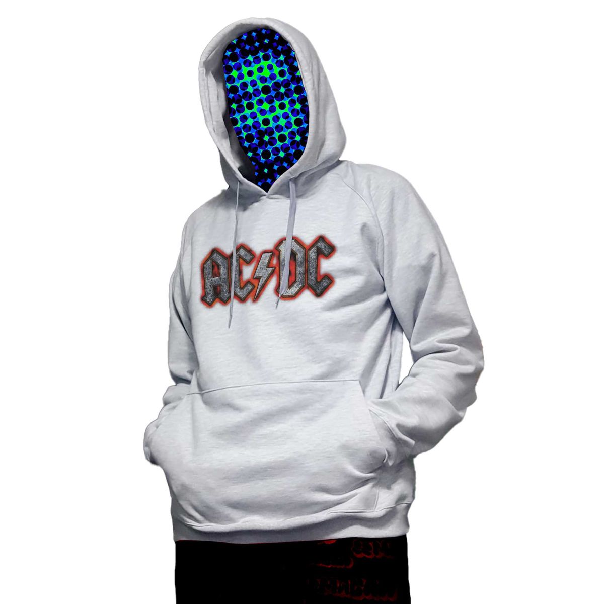 GENERICO - Poleron BAGÙ ACDC 643 Adulto Manga Raglan Capucha Canguro
