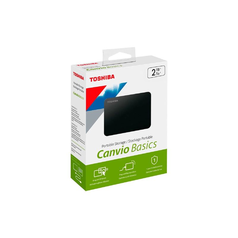 TOSHIBA - Disco Duro Externo Toshiba Canvio Basics 2TB USB 3.0 Negro - Negro