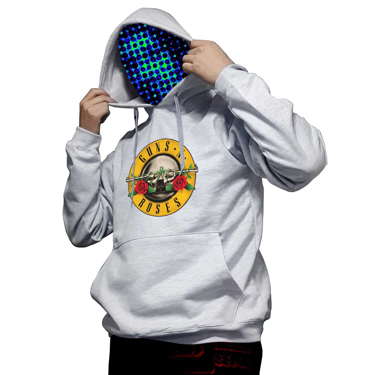 GENERICO - Poleron BAGÙ Guns and Roses 75 Adulto Manga Raglan Capucha Canguro…