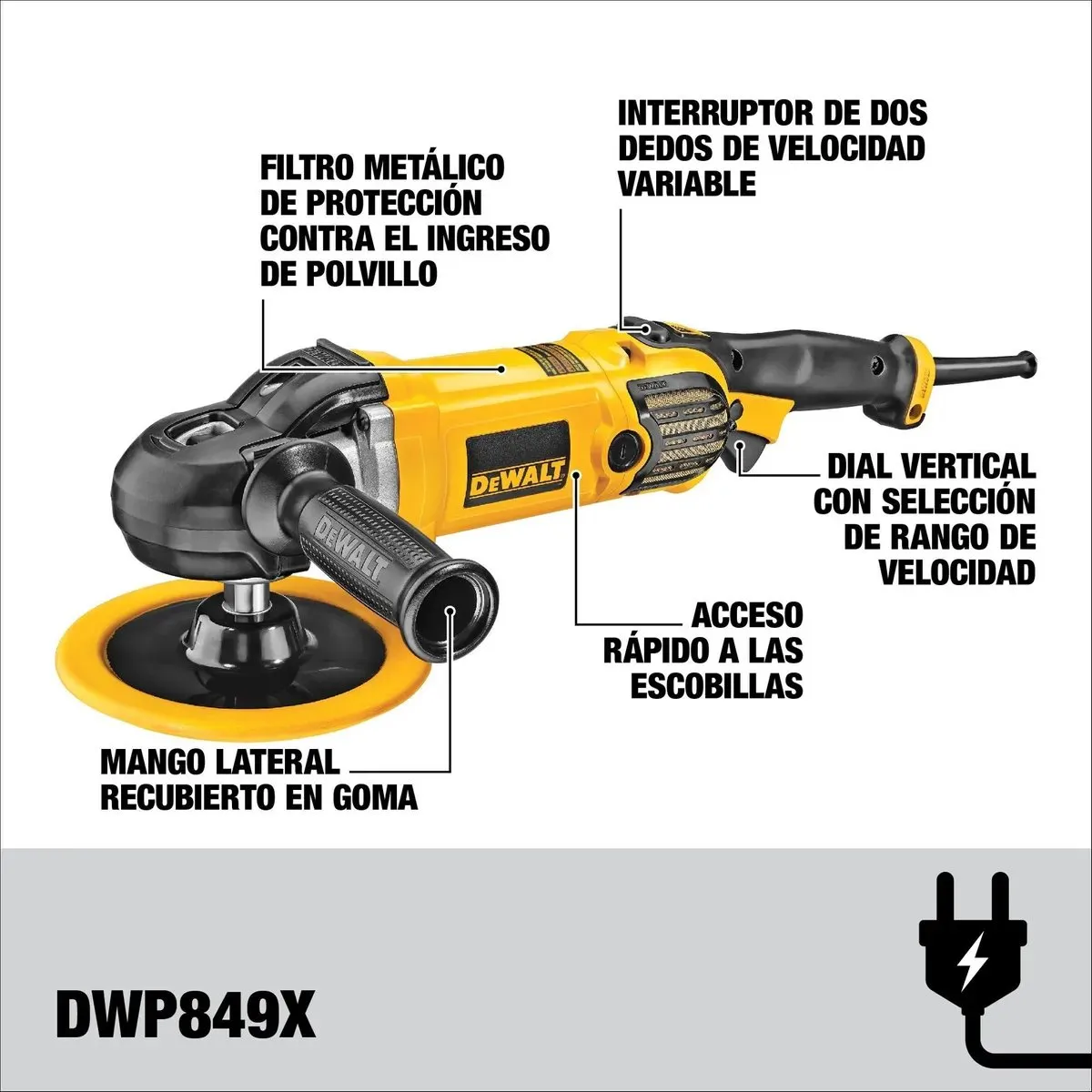 Pulidora Angular 7  Y 9  1250w Dewalt Dwp849x-b2, marca DEWALT - Foto 2