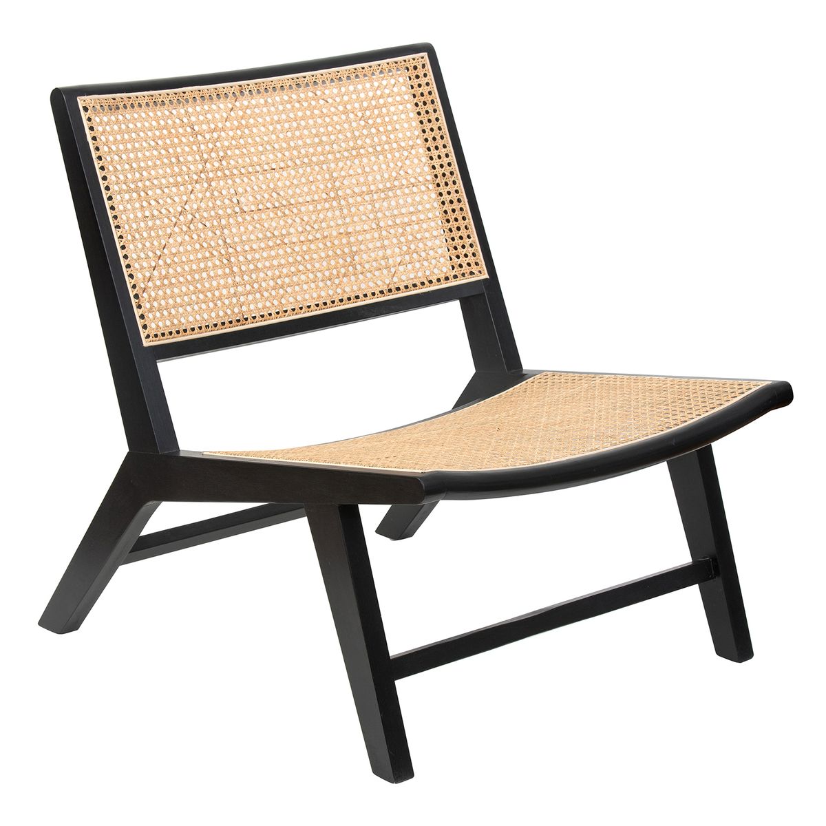 MEYA MUEBLES - Sitial Futra Negro de madera color negra y rattán 65x74x77