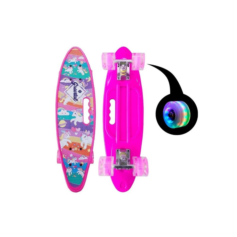 GENERICO - Skate Penny Cruiser Patineta Unicornio Pink Ruedas Led Niños