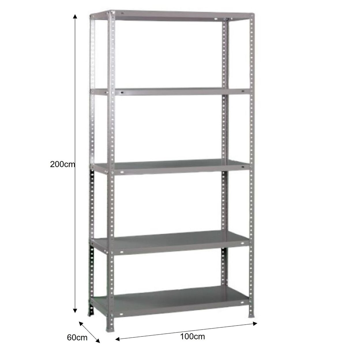 LUMAX - Exhibidor Repisa Metalica Armable Mecano 100x60x200cm 250Kg